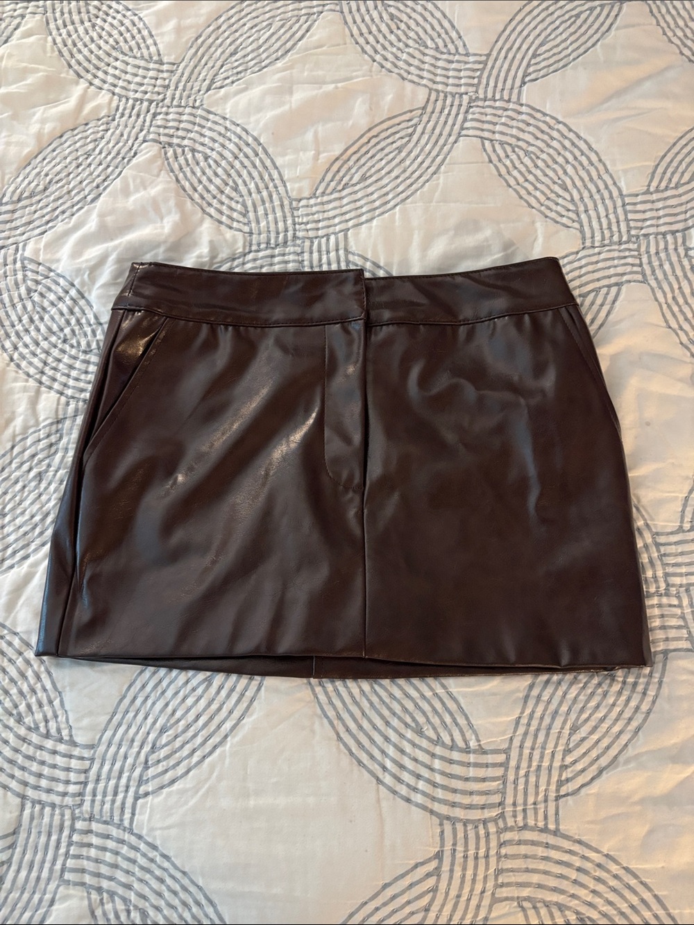 NWT Forever 21 Faux Leather Mini Skirt Dark Brown Merlot XS